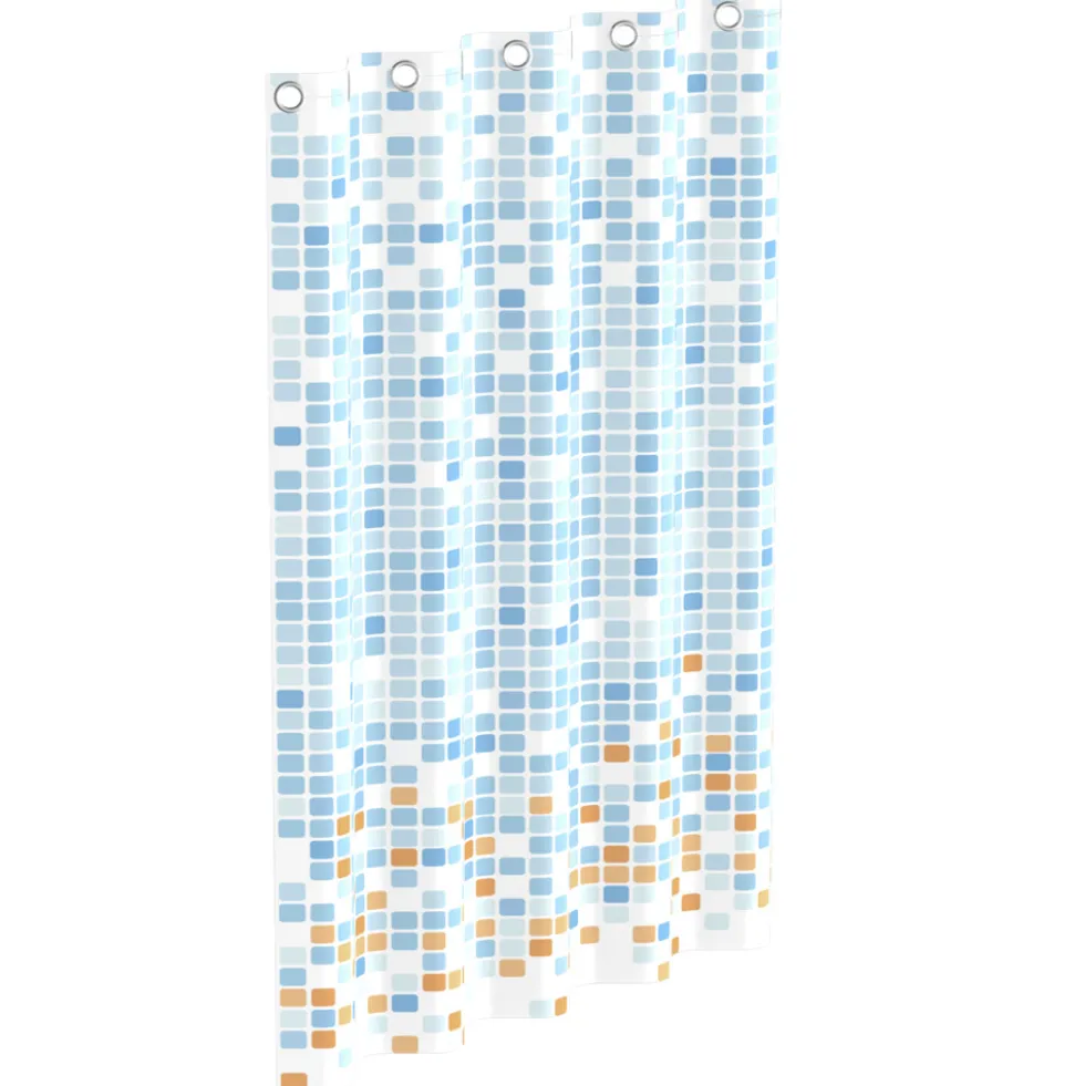Duschvorhang Mosaik Blau/Orange