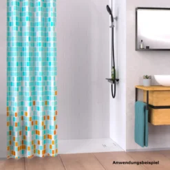 Duschvorhang Mosaik Blau/Orange