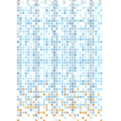 Duschvorhang Mosaik Blau/Orange