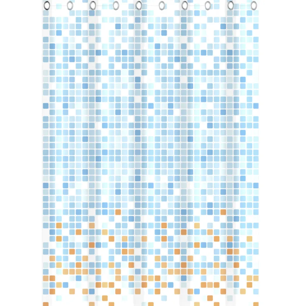 Duschvorhang Mosaik Blau/Orange