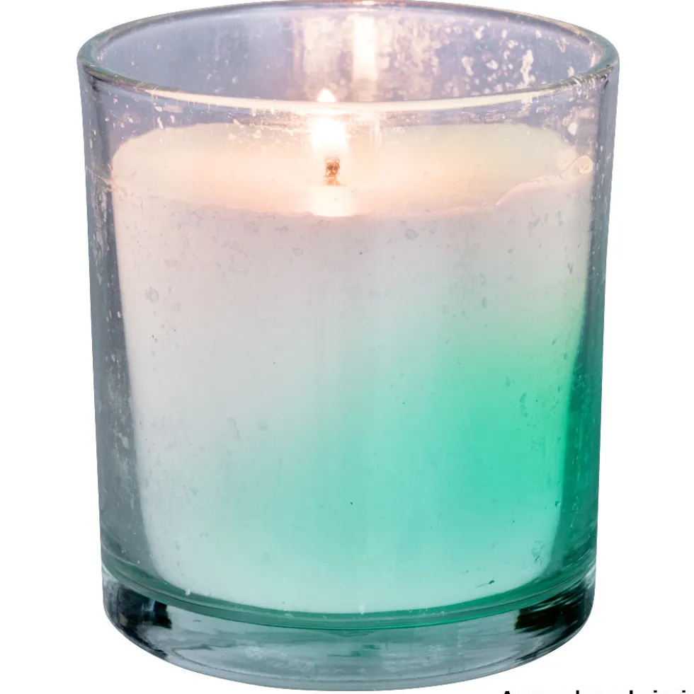 Echtwachs-Kerze 9 cm mit Farbwechsel-LED im Glas