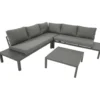 Eck-Lounge Set mit Tisch Aluminium grau