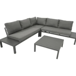 Eck-Lounge Set mit Tisch Aluminium grau