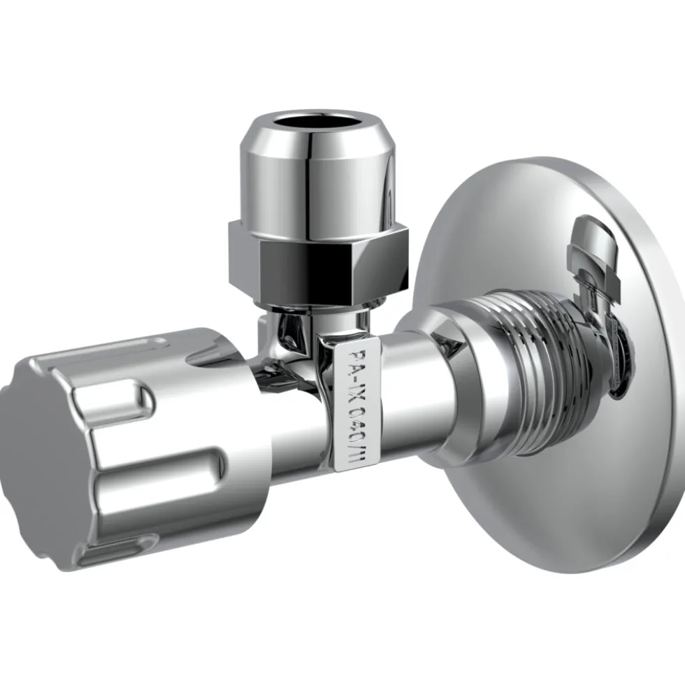 Eckregulierventil mit Schubrosette selbstdichtend 3/8"AG x 10 mm