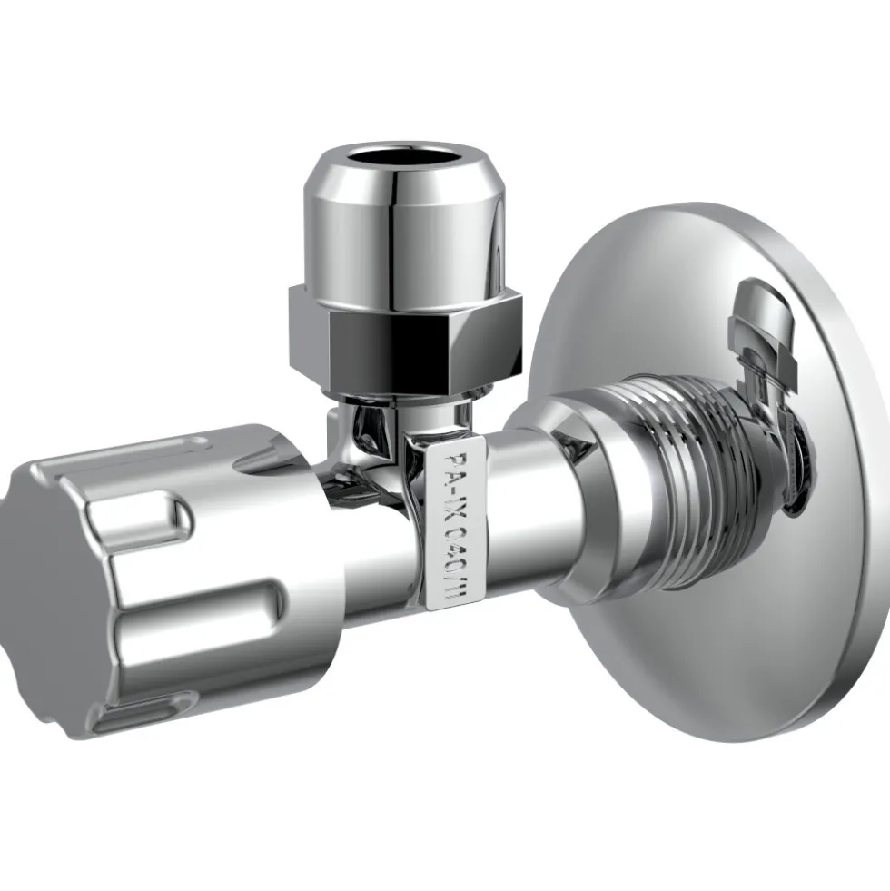 Eckregulierventil mit Schubrosette selbstdichtend 1/2"AG x 10 mm