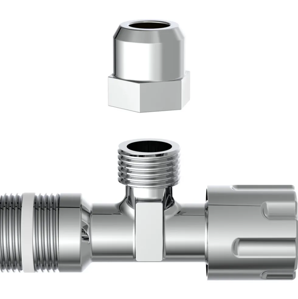 Eckregulierventil mit Schubrosette selbstdichtend 1/2"AG x 10 mm