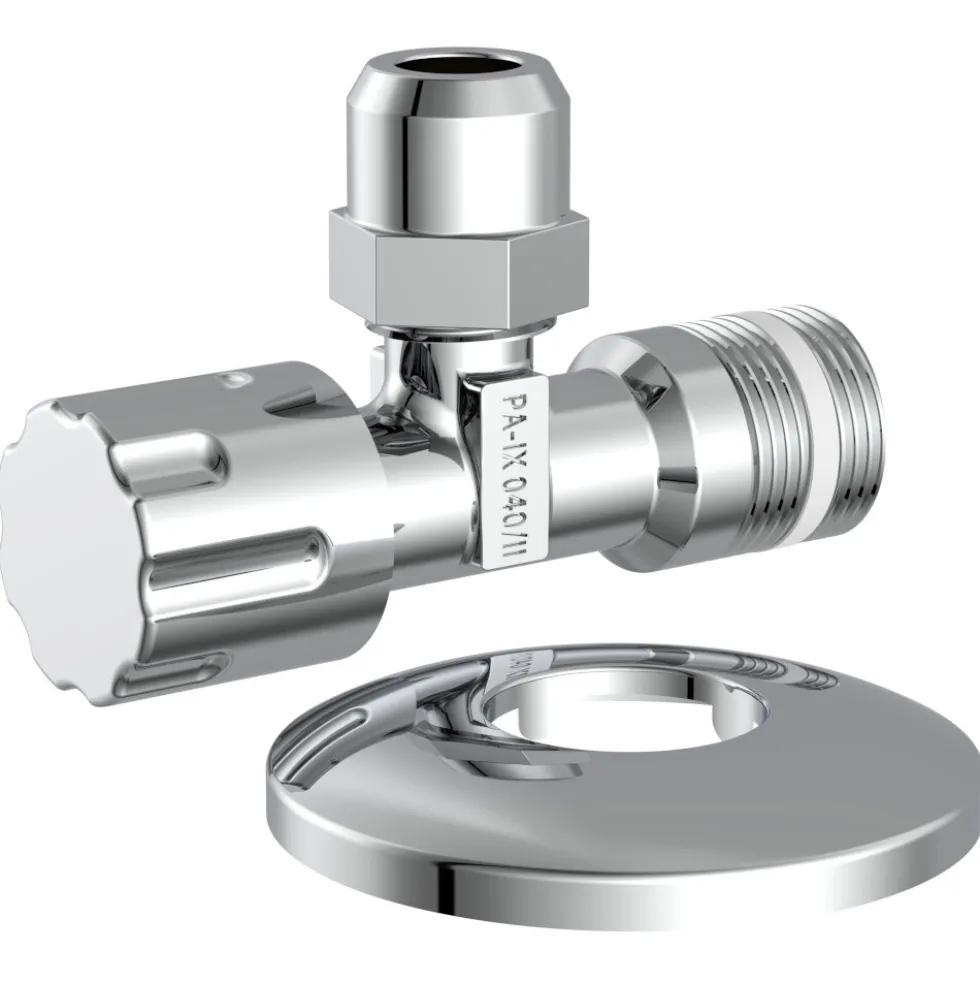 Eckregulierventil mit Schubrosette selbstdichtend 1/2"AG x 10 mm