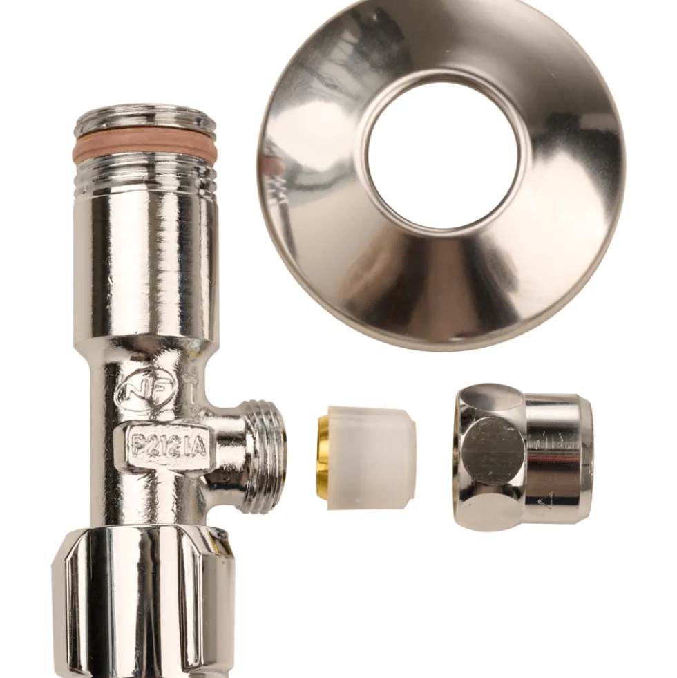 Eckregulierventil mit Verlängerung und Schubrosette 1/2"AG x 10 mm