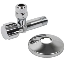 Eckregulierventil mit Verlängerung und Schubrosette 3/8"AG x 3/8"x 10 mm