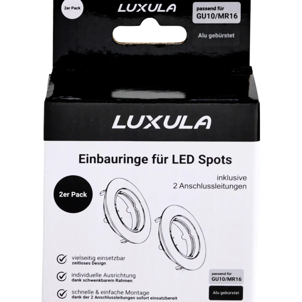 Einbaustrahler LUXULA Alu gebürstet für GU10 - MR16 Leuchtmittel im 2er Pack