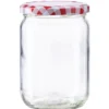 Einmachglas 555 ml mit weiß-rot kariertem Deckel