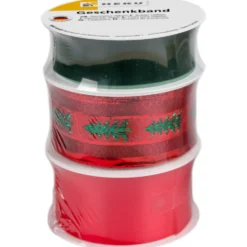 3er Geschenkband-Set in verschiedene Dekore und Breiten