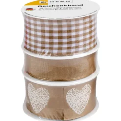 3er Geschenkband-Set in verschiedene Dekore und Breiten