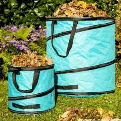 2er Set Garten-Laubsack Pop-up 15 & 85 Liter, türkis selbststehend