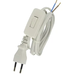 Euro-Zuleitung mit Schnurschalter max. 500 W, 2 m weiß
