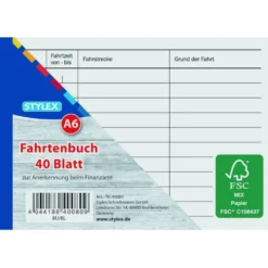Fahrtenbuch DIN A6 40 Blatt