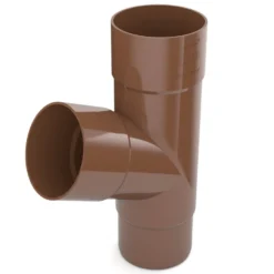 Fallrohr T-Stück 90 x 90 x 90 mm PVC braun