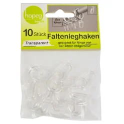 Faltenleghaken transparent 10 mm 10 Stück aus Kunststoff