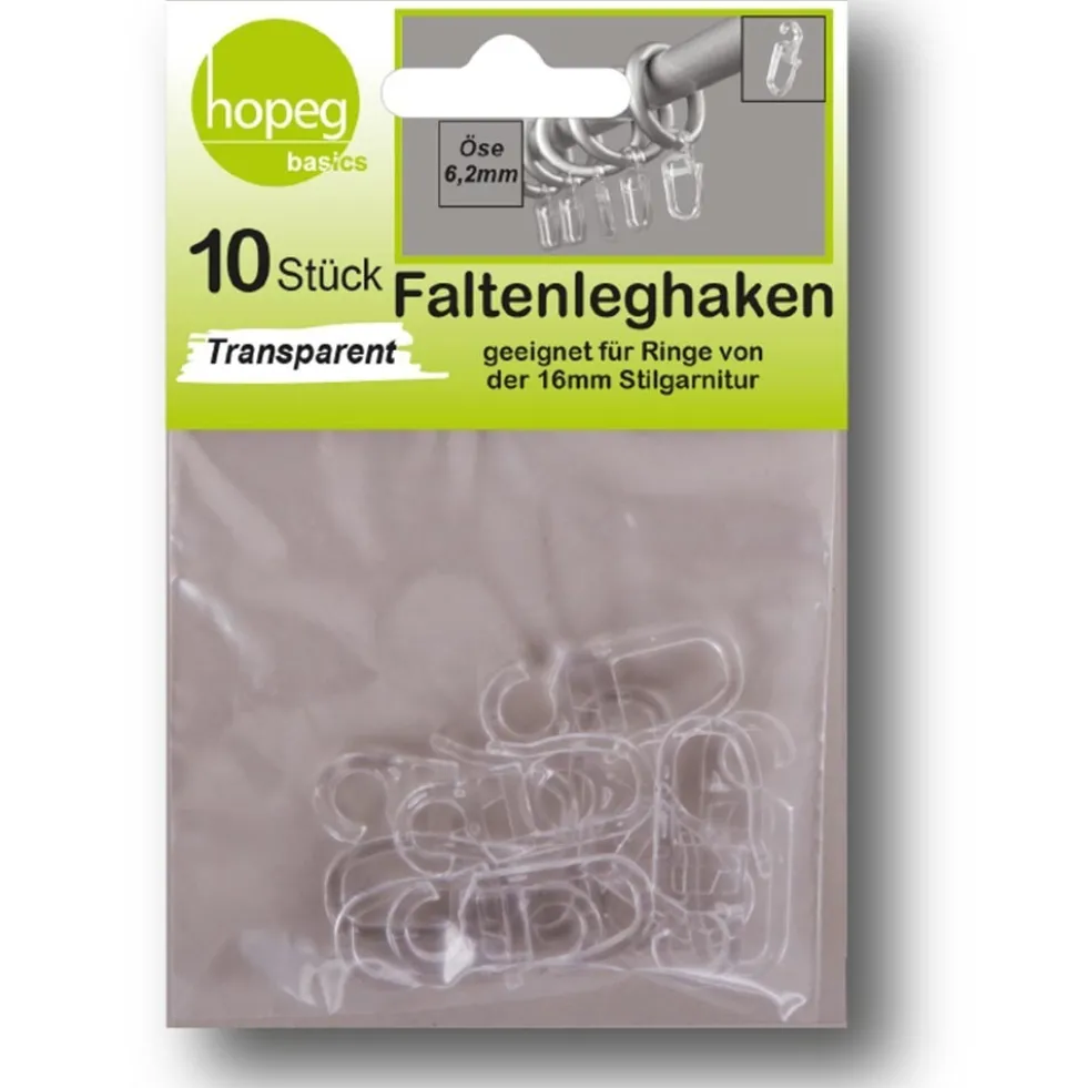 Faltenleghaken transp. Öse 6,2mm, 10St.
