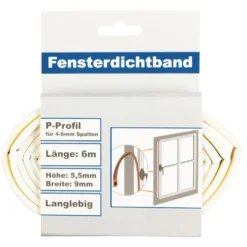 Fensterdichtung mit P-Profil in weiß auf 6 m Rolle