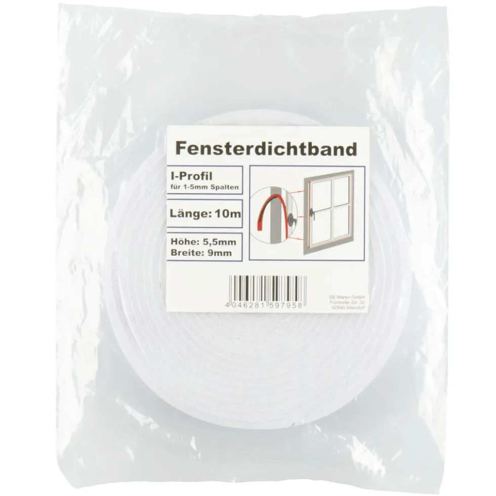 Fensterdichtung 2 x 5 m Rollen mit I-Profil 9 x 5,5 mm