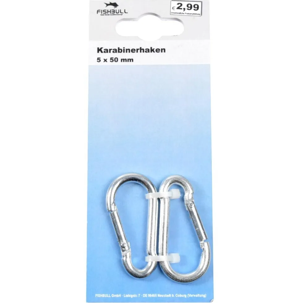 Feuerwehr-Karabiner 5 x 50 mm verzinkt 2 Stück Belastbarkeit 120 kg