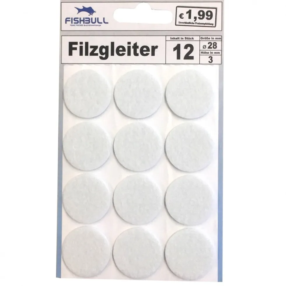 Filzgleiter Ø28 mm 12 Stück selbstklebend rund in weiß