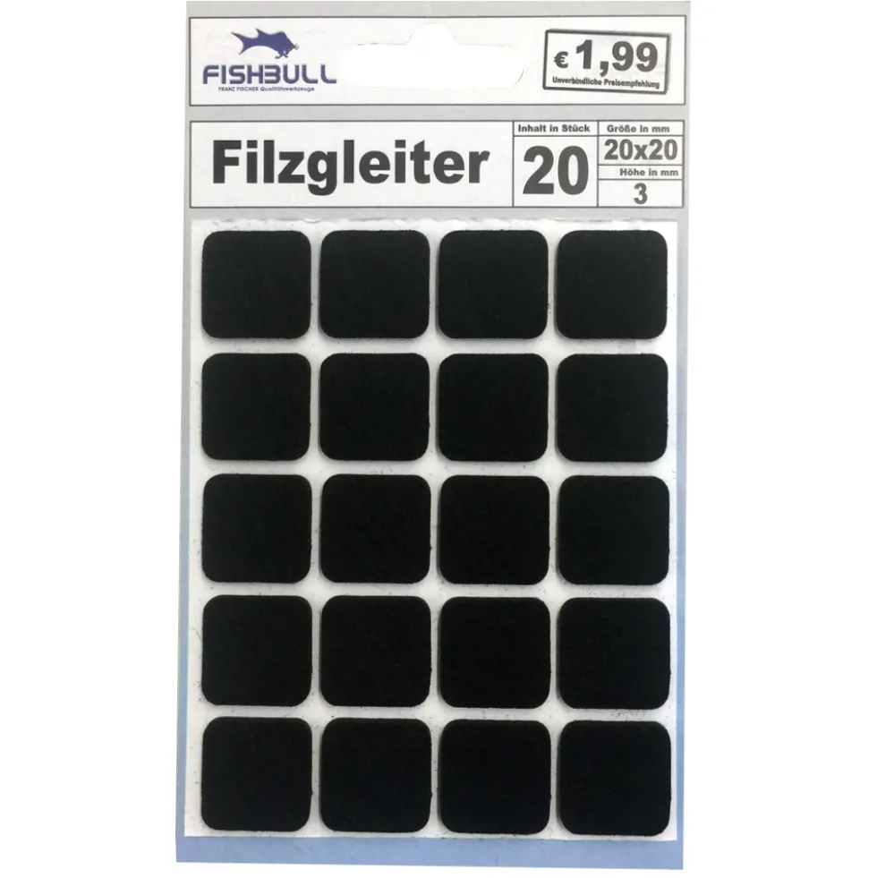 Filzgleiter 20x20mm 20er-Set schwarz