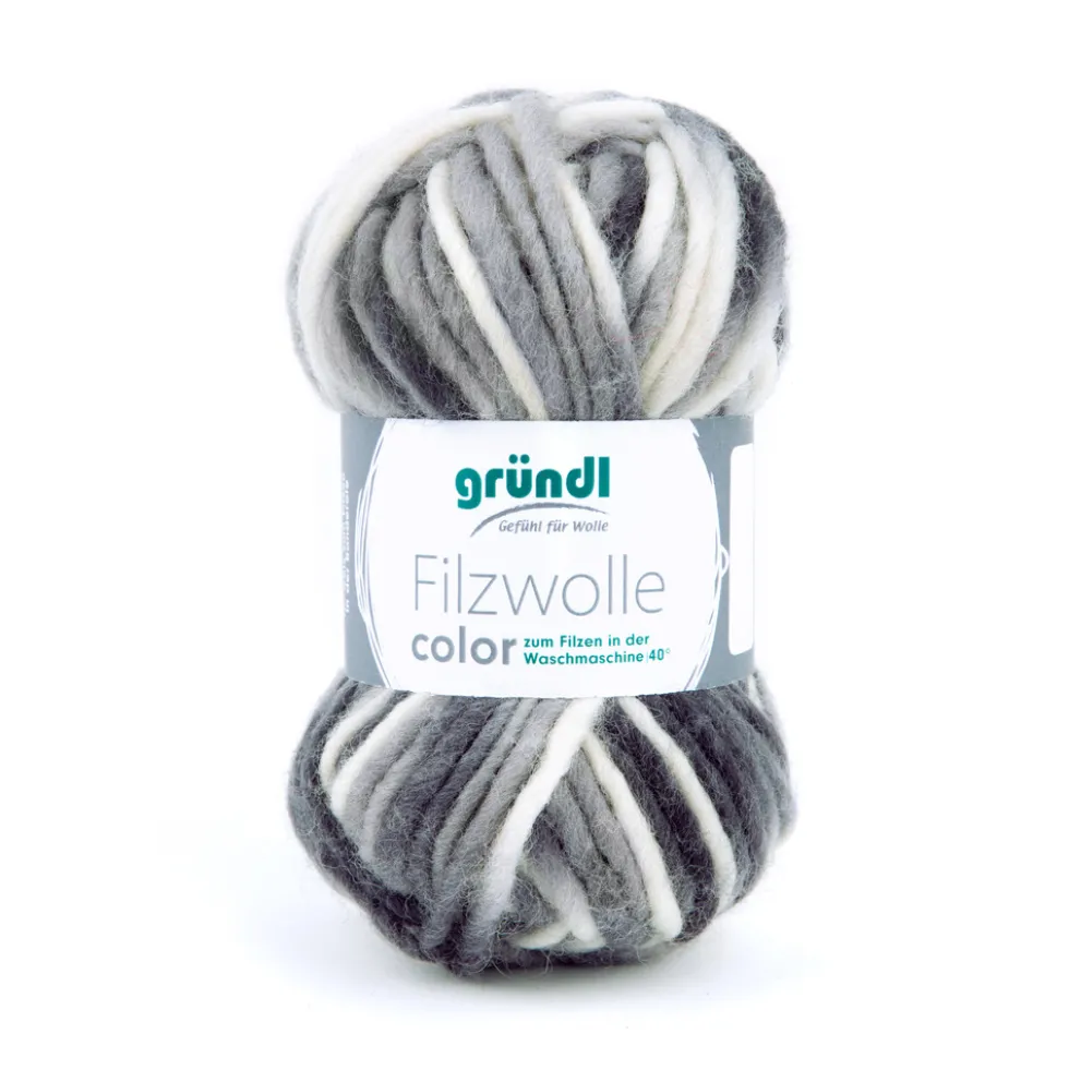 Filzwolle Color 50 g schwarz-grau-weiß Multicolor