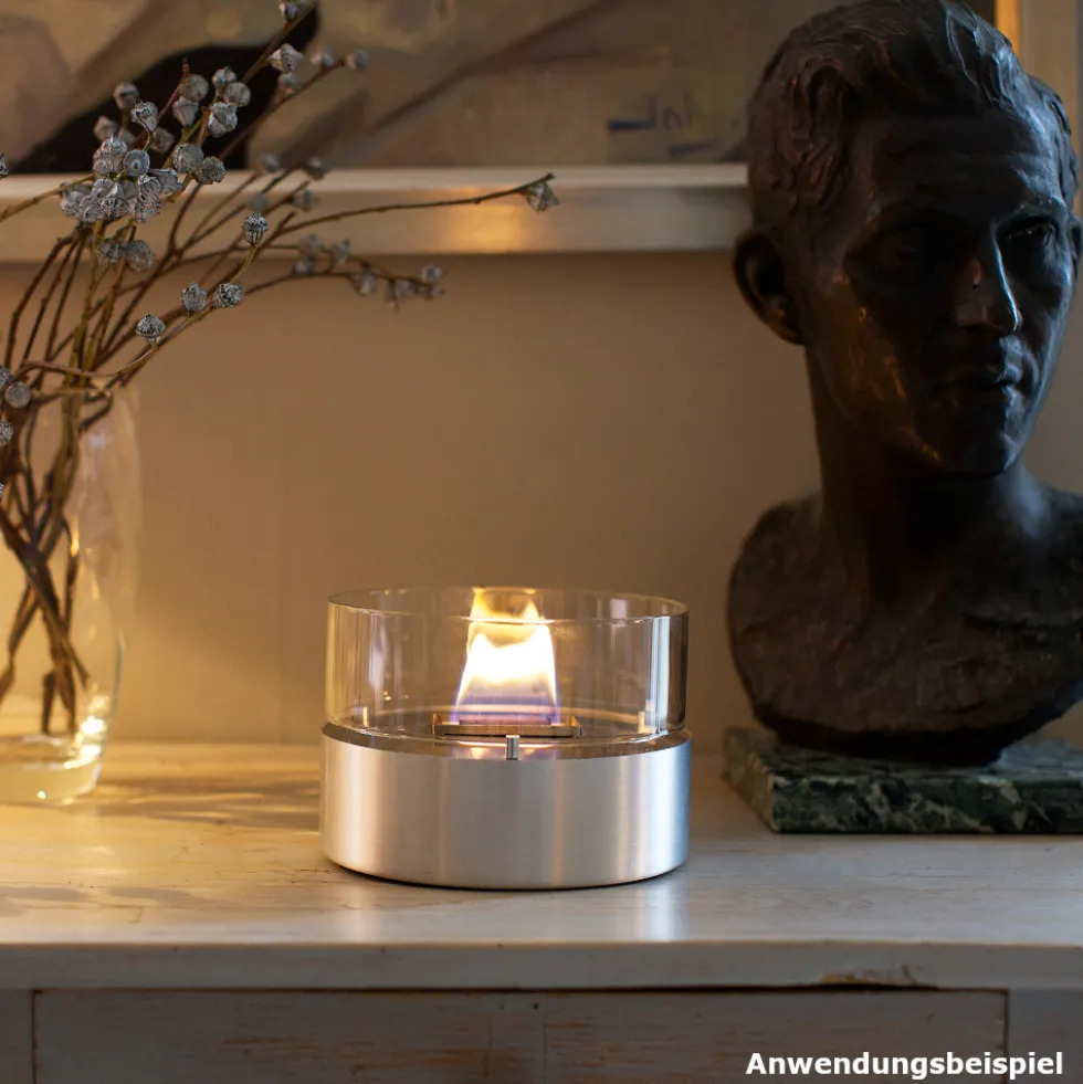 Firefix Tischfeuer Tenderflame „Cafe Alu" in silber mit Edelstahl-Docht