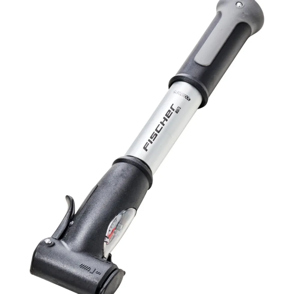 FISCHER Fahrrad Mini Luftpumpe, Doppelhub, Manometer