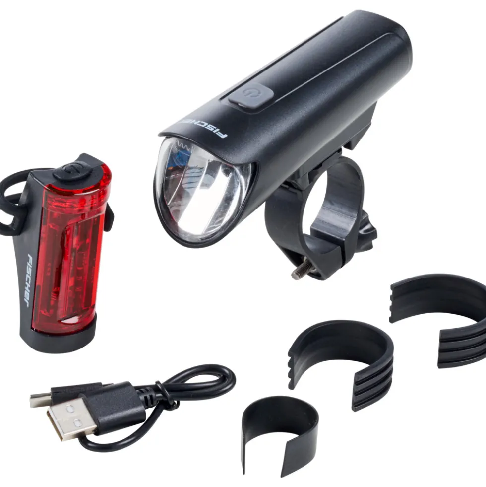 FISCHER LED-Akku-Fahrradbeleuchtungsset 45 Lux, small-box