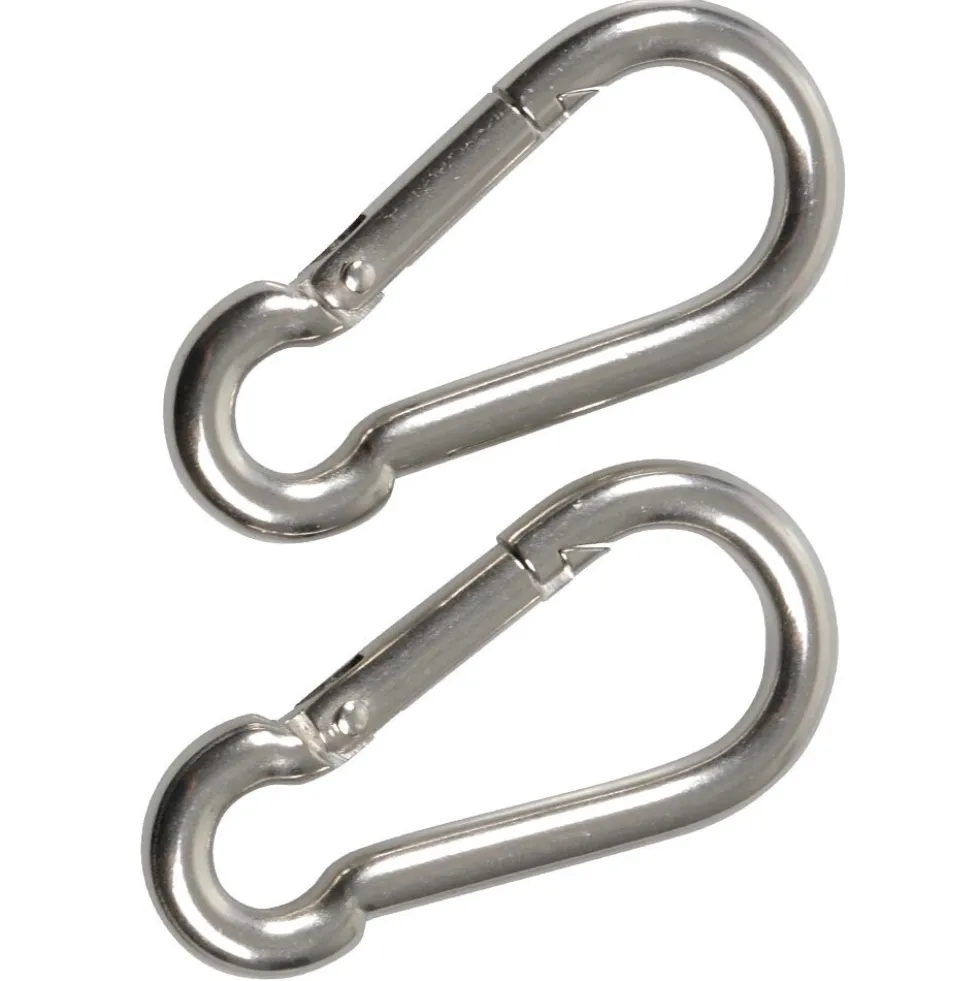 FISHBULL Feuerwehr-Karabiner 5 x 50 mm V4A Edelstahl, 2 Stück, Belastbarkeit 120 kg