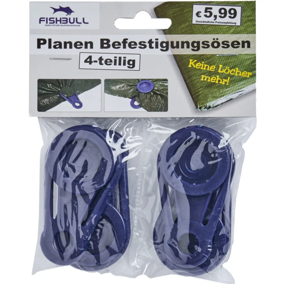 FISHBULL Planenösen Set 4 Stück aus Kunststoff in blau