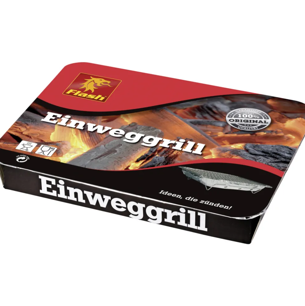 Flash Einweggrill mit Grillkohle und Anzündhilfe