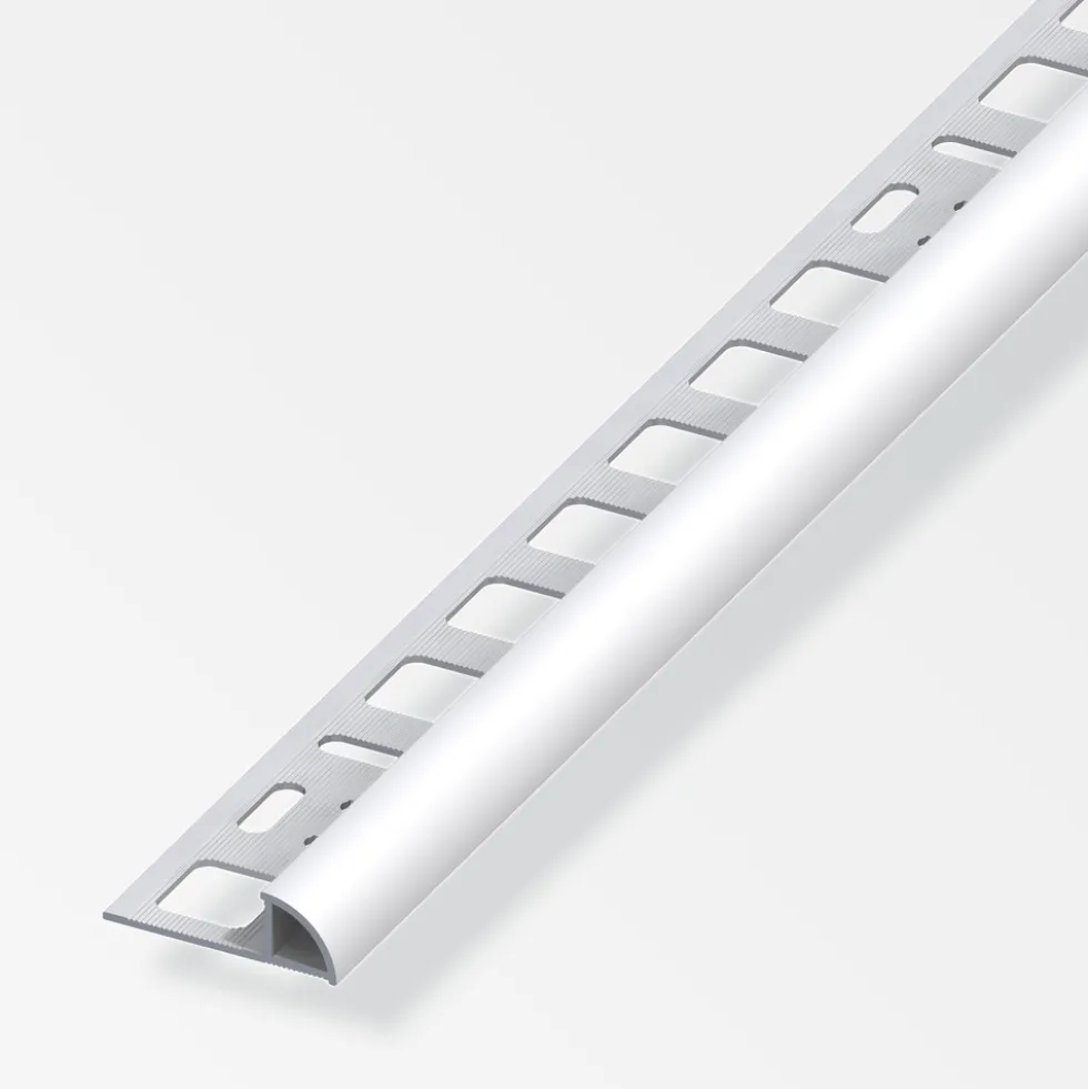 Fliesenprofil Viertelkreis Aluminium eloxiert 2500 x 10 x 19,5 mm silberfarben