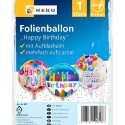 Folienballon Happy Birthday mit Aufblashalm