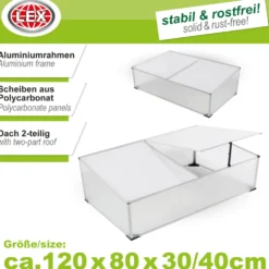 Frühbeetkasten 120 x 80 x 30/40 cm