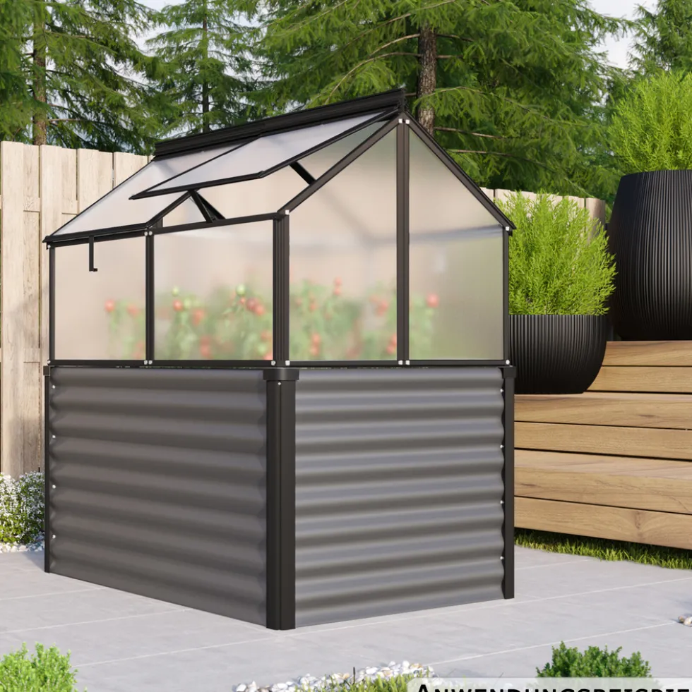 Frühbeet "Paris" schwarz-granit mit Unterbau