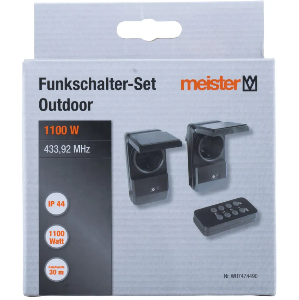 Funksteckdosen-Set, 2 Stück, mit Fernbedienung, für außen