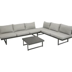 Funktions-Loungeset 3-Sitzer Aluminium 3-teilig Hellgrau