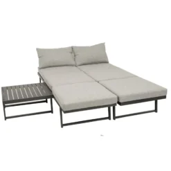 Funktions-Loungeset 3-Sitzer Aluminium 3-teilig Hellgrau