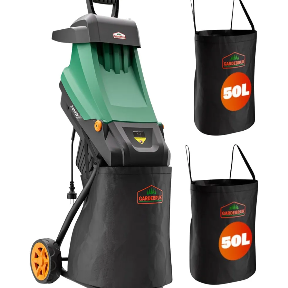 GARDEBRUK® Häcksler 2400 W mit zwei 50-Liter-Fangbeuteln