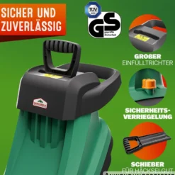 GARDEBRUK® Häcksler 2400 W mit zwei 50-Liter-Fangbeuteln