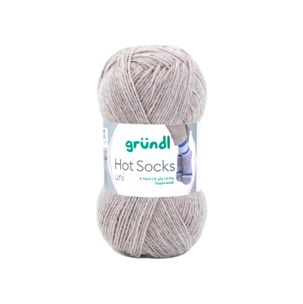 Garn Hot Socks uni 50 g sandfarben