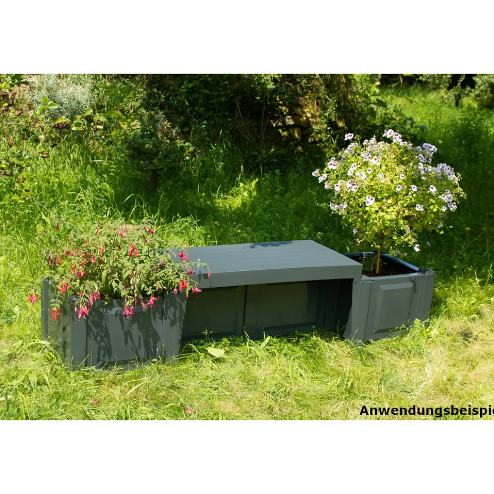 Gartenbank Berlin 2-Sitzer aus Kunststoff mit zwei Pflanzkästen