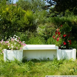 Gartenbank Berlin 2-Sitzer aus Kunststoff mit zwei Pflanzkästen