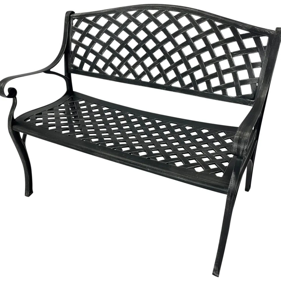 Gartenbank 2-Sitzer 105 cm Aluguss Antik-Grau