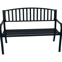 Gartenbank 2-Sitzer 127 x 63 x 85 cm Stahl Schwarz