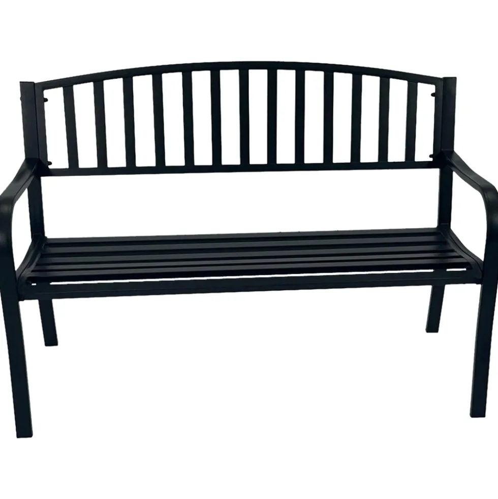 Gartenbank 2-Sitzer 127 x 63 x 85 cm Stahl Schwarz